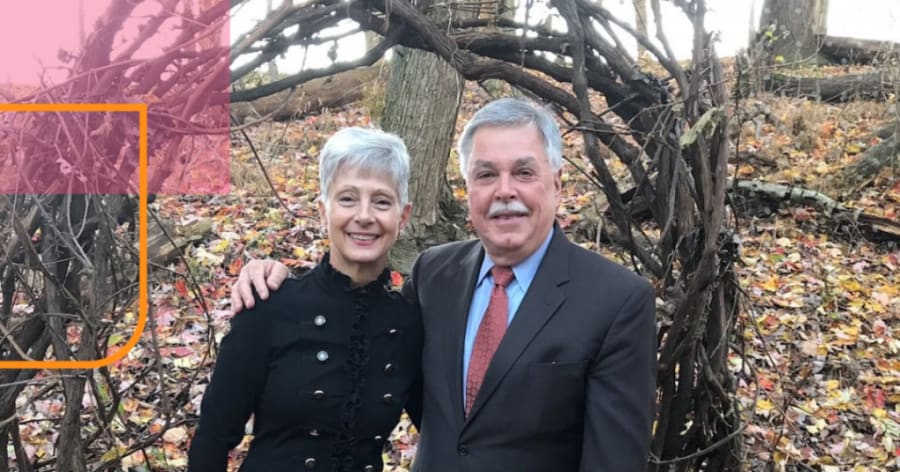 Dr. Lisa Fiorentino and Dr. K. James Evans standing outside.