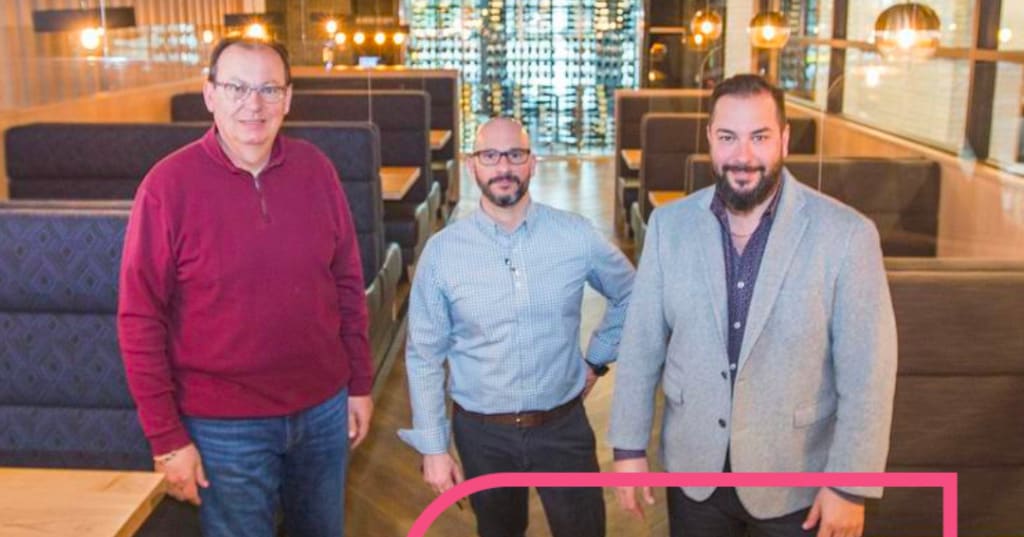 Angelo and Tom Nitsopoulos and Parkway Social restaurant manager John Marsala.