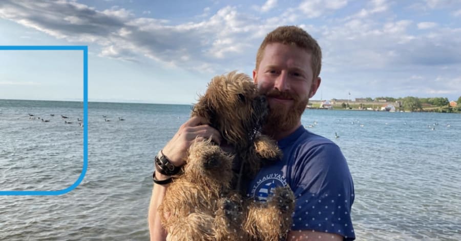 Liam Neumann and his dog Brody