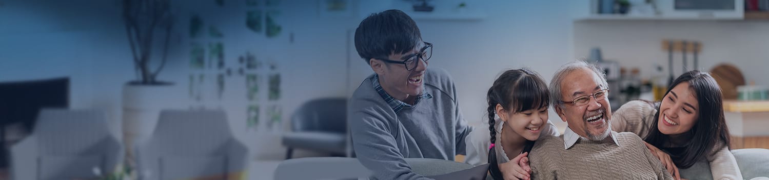 A family are laughing together.