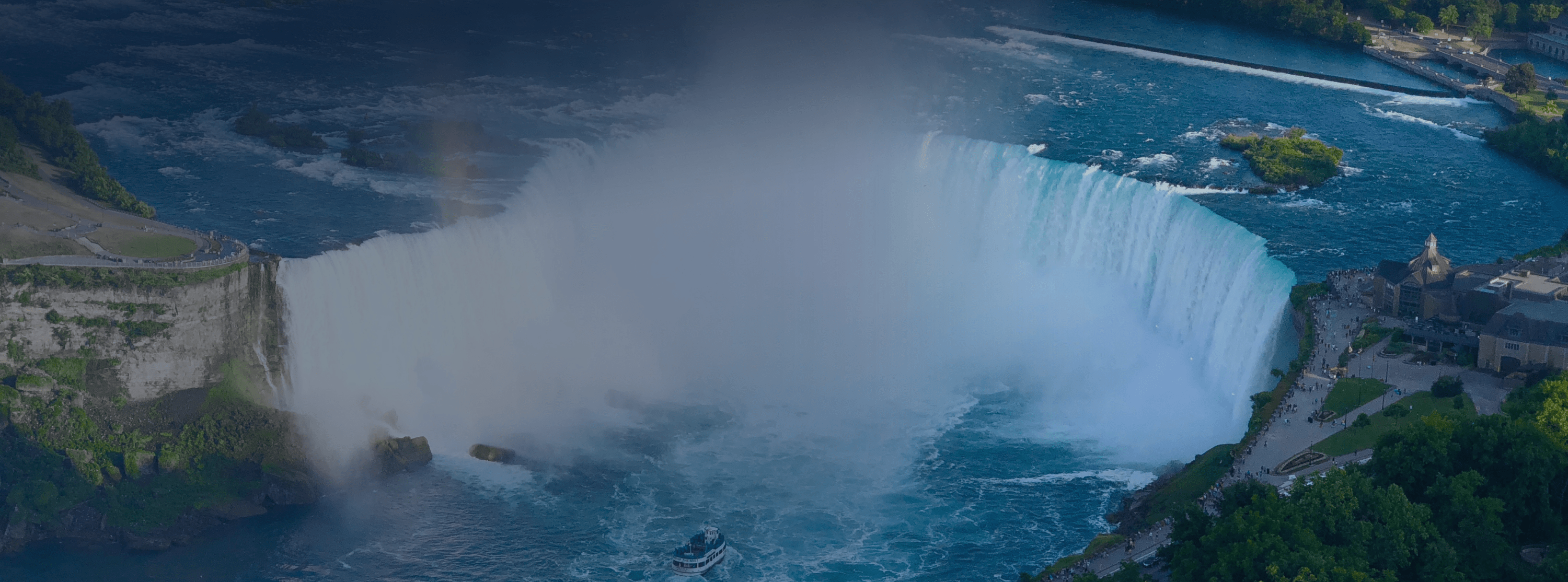 Aerial shot of Horseshoe Falls Niagara Falls